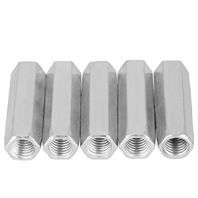 Image of 5pcs M10 Long Shank Carbon Steel Nuts Hexagonal Coupling Socket Nut Threaded Fixings (M10 x 50)