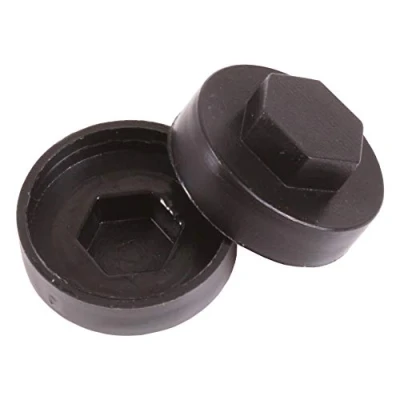 Image of 50x Black Hex TEK Roofing Cover Caps for 16mm Washer/Coverage &amp; 8mm Recess