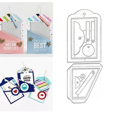 Image of Tag Pocket Metal Die Cuts, Gift Card Label Pocked Frame Cutting Dies Stencils DIY Crafts Cards Cuts for Embossing Making Photo Decorative Paper Scrapbooking