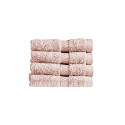 Image of Christy Refresh Bathroom Towel Set of 4 Face Cloth Quick Dry Tonal and Stylish Soft Absorbent Shower Towels 100% Cotton 550GSM Machine Washable Dusty Pink