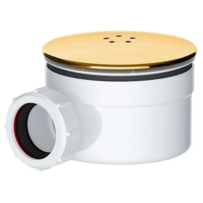 Image of SPARES2GO Shower Trap for 90mm Tray Plug Hole 1.5&quot; Luxury Drain Water Waste Dome Base Kit (Brushed Brass)