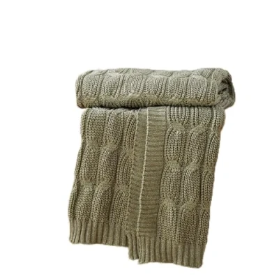 Image of Catherine Lansfield Chunky Marl Knit Cosy, 130x170 cm, Blanket Throw, Olive Green