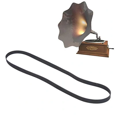 Image of Black Rubber Record Belt, Player Belt with Compatible Turntable, Phonograph Replacement Belt(1L10 200mm)