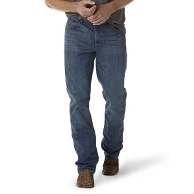 Image of Wrangler Men&#039;s Retro Slim Fit Boot Cut Jean, True Blue, 40W x 32L