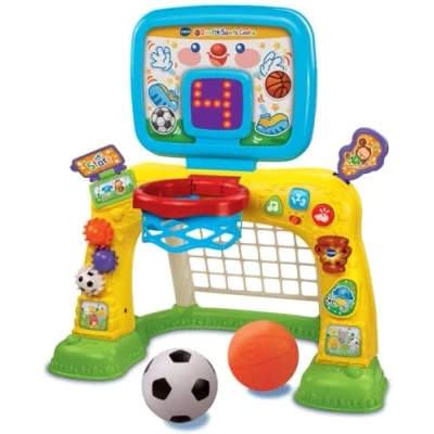 Image of VTech 3 in 1 Sports Centre, Baby Interactive Toy with Colours and Sounds, Learning Role Play, Suitable for Boys &amp; Girls from 12 to 36 Months (Yellow/Blue), English Version, 66x58x44 cm