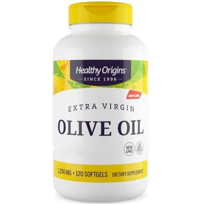 Image of Healthy Origins Extra Virgin Olive Oil, 1250mg, high dose, 120 Softgels, Gluten Free, Soy Non GMO