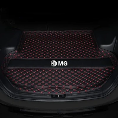 Image of YZWDSFP Car Boot Liners Mats for MG ZS 2017 2024, All Weather Liner Protector Pad with Raised Edges, Waterproof Anti Scratch Slip Cargo Tray Trunk Carpets, Black Red