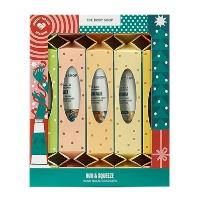 Image of The Body Shop Hug &amp; Squeeze Hand Balm Care Holiday Gift Set, Vegan, 5 Piece Set