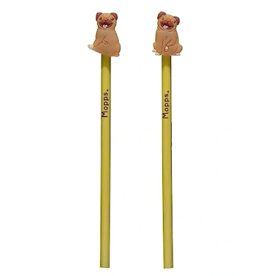 Image of Puckator Mopps Pug Pencil with PVC Topper Pencils for Kids End of Year Gifts Children Funky Girls &amp; Boys Party Bag Fillers Childrens Classroom