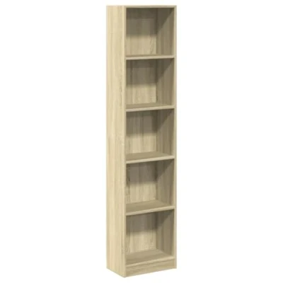 Image of vidaXL Bookcase Bookshelf Book Rack Storage Cabinet Sonoma Oak Engineered Wood 40x24x176cm Bedroom/Living Room/Hallway
