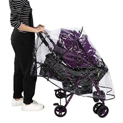 Image of Universal Baby Stroller Rain Cover,Universal Cover for Pushchair Buggy Pram Travel Weather Shield Waterproof Umbrella Wind Dust Cover,for Strollers