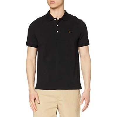 Image of Farah Mens Short Sleeve Polo Shirt Black M