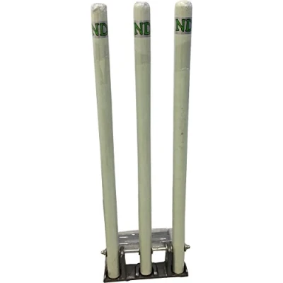 Image of ND Sports Cricket Wooden Spring Return Stumps Metal Base Wickets