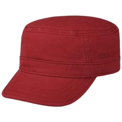 Image of Stetson Gosper Ladies/Mens Army Style Urban Cap Cotton Military with UV Protection Summer and Winter Dark red L (58 59 cm)