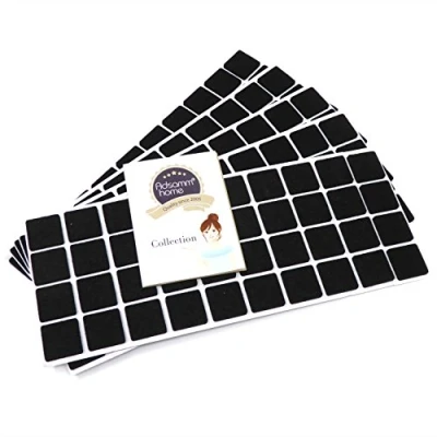 Image of Adsamm® / 200 x self adhesive felt pads/Black 0.98x0.98&#039;&#039; (25x25 mm) square 0.138&#039;&#039; 3.5 mm thick stick on furniture glides/Furniture &amp; Chair Glides