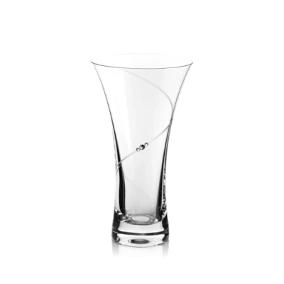 Image of DIAMANTE Swarovski Hollow Sided Trumpet Vase ‘Silhouette’ Crystal Flared with Crystals 21cm Glass
