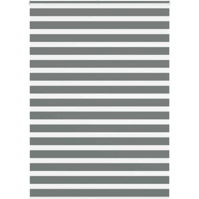Image of vidaXL Zebra Blind Dark Grey 165x230 cm Fabric Width 160.9 Polyester