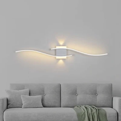 Image of minifair Wall Lights for Living Room,Modern Indoor Led Light of Linear Acrylic Bar,White Sconce Lamp Fixtures,Wall Lighting Bedroom Room Hallway Vanity Mirror Stairs 3000K 120Cm