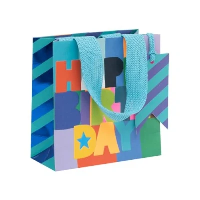 Image of Glick Small Vivid Cobalt Gift Bag, Luxury Recyclable Bag for Special Gifts, 14 x 6 cm, Blue