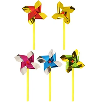 Image of HENBRANDT Mini Foil Windmills On Stick 7cm Assorted Colours (Pack of 5)
