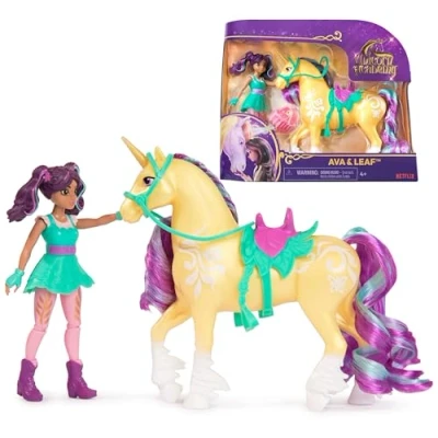 Image of Unicorn Academy, Ava &amp; Leaf Set with 2 Riding Accessories and Hair Styling Tool, Dolls Toys for Girls Aged 4 up
