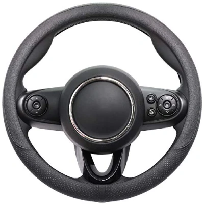 Image of COFIT Breathable Car Steering Wheel Cover Universal Microfiber Leather Protective Wrap Size S 35.5 36cm Black