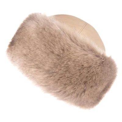 Image of Futrzane Siberian Trim Hat Womens Leather Faux Fur Hats Elegant Russian (L, Sand Beige Siberian)
