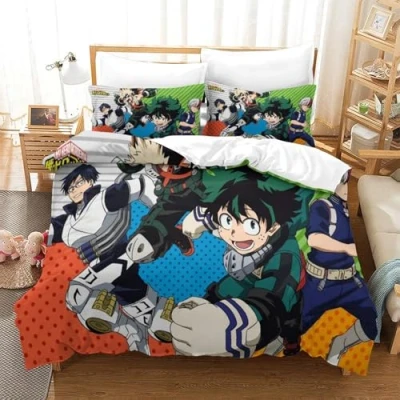 Image of My Hero Academia 3D Comforter Cover Set for Kids Boys Duvet 3 Piece Youth Teens Bedding Quilt with Zipper Closure Soft Microfiber Double（200x200cm）