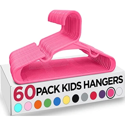 Image of Utopia Home Baby Hangers 60 Pack Plastic Kids for Closet Durable Children&#039;s Clothing Toddler Ideal Everyday Standard Use (Pink)