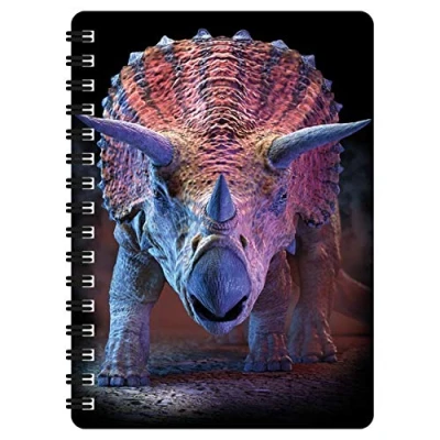 Image of 3D LiveLife Jotter Triceratops from Deluxebase. Lenticular Jurassic A6 Spiral Notebook with Plain Recycled Paper Pages. Artwork Licensed Renowned Artist David Penfound