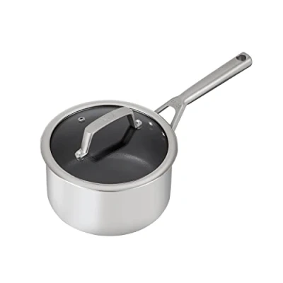 Image of Ninja ZEROSTICK Stainless Steel Cookware 18cm Saucepan, Long Lasting, Non Stick, Induction Compatible Oven Safe to 260C, Cast Handle, C60218UK