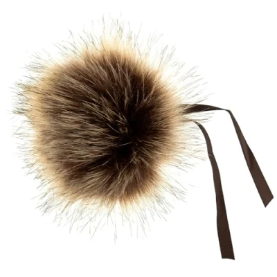 Image of Two Tone Brown Giant 11cm Faux Fur Pom Gift Wrap, Home Decor &amp; Crafts