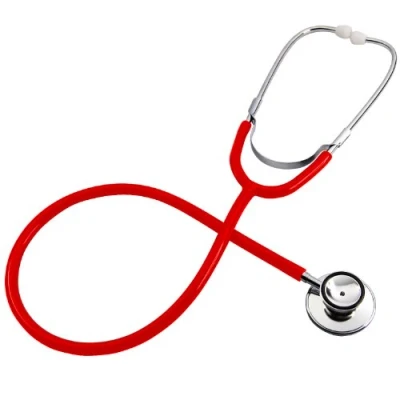 Image of TRIXES Red Stethoscope for Fancy Dress Doctor Costume Accessory and Educational Prop with Diaphragm Bell Features One Size Colour &amp; Silver