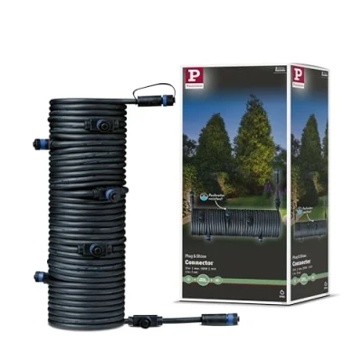 Image of Paulmann 93931 Outdoor Plug &amp; Shine Cable IP68 15m 1 in 7 Out 2x1,5mm² Black Plastic, 1500 x 1.5 cm