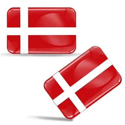Image of 2 x 3D Domed Silicone Stickers Decals National Denmark Flag Car Motorcycle Helmet F 51