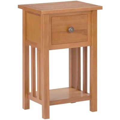 Image of vidaXL Magazine Table with Drawer 35x27x55 cm Solid Oak Wood