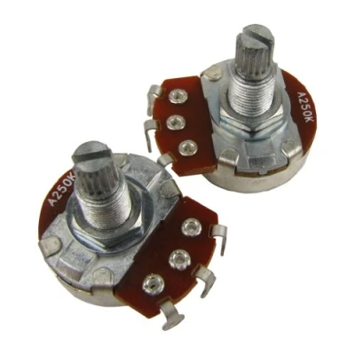 Image of FLEOR 2PCS Full Size A250K Audio Taper Potentiometer Guitar Tone Volume Control Pots Dia24mm L18mm Long Knurled Split Shaft