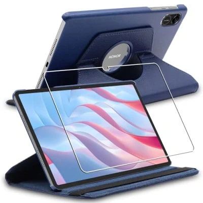 Image of ebestStar for Honor Pad X9 Case, Cover 360 Rotating Protection, PU Leather, Dark Blue + Glass Screen Protector