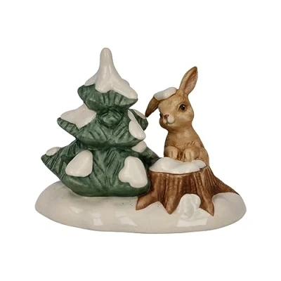 Image of Goebel 66 704 26 1 Christmas Figurine Winter Forest Drolling Bunny Made of Porcelain Height 6.5 cm