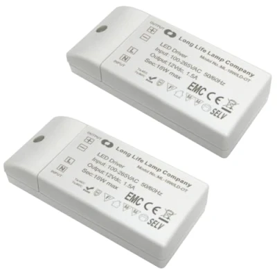 Image of 12V LED Driver 18W Transformer Adapter for Strip Lights G4 MR11 MR16 Power Supply 1.5A EMC 2 pack