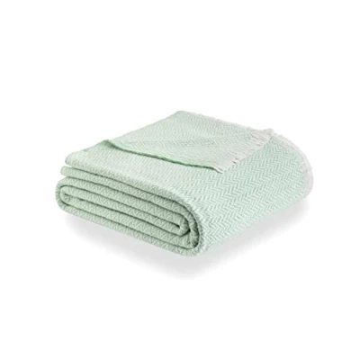 Image of Todocama Extra Soft Cotton Blanket, Four Seasons, Multipurpose Sofa Bedspread, Plaid for Bed, Foulard Bed Cover, Cover (180 x 240 cm, Mint Green).,180 cm