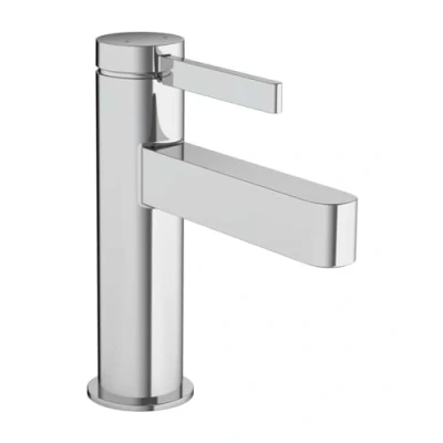 Image of hansgrohe Finoris bathroom tap with push open waste set, sink spout height 92 mm, basin mixer water saving (EcoSmart), chrome, 76010000