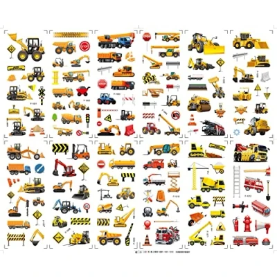 Image of Engineering Vehicle 3D Stickers for Kids Excavator Puffy Pack Scrapbooking Party Bag Fillers Birthday Favors Supplies Rewarding Gifts(12 Sheets)