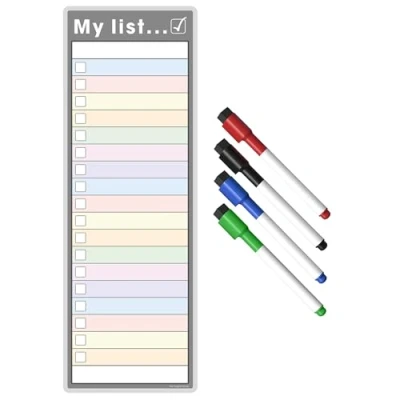 Image of The Magnet Shop Magnetic To Do List And Weekly Planner Slim A3 Organise Your Chores, Housework, Office Business Tasks With Our Dry Wipe Boards 4 Erase Pens! (Colour/Grey, S3)