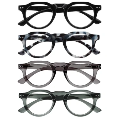 Image of OPULIZE RIO Blue Light Blocking Reading Glasses 4 Pack Flat Top Frame Black, Tortoiseshell, Green, Grey Mens Womens BBBB53 1367 +1.50