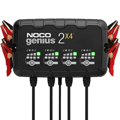Image of NOCO GENIUS2X4, 4 Bank, 8A (2A/Bank) Car Battery Charger, 6V and 12V Smart Maintainer, Trickle Charger Desulfator for AGM, Leisure, Lithium, Motorbike, Motorcycle Batteries