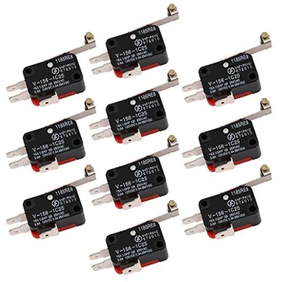 Image of Gebildet 10pieces Micro Limit Switch V 156 1C25, Long Roll Hinge Lever Switch, Roller Momentary SPDT Snap Action
