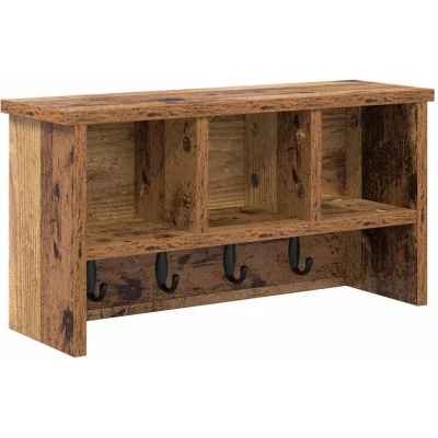 Image of Wall Mounted Coat Rack Old wood 50 x 16 26 cm Engineered Vidaxl