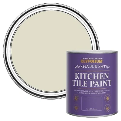 Image of Rust Oleum Beige Water Resistant Kitchen Tile Paint in Satin Finish Relaxed Oats 750ml