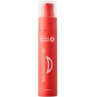 Image of MySweetSmile Strawberry Flavoured Toothpaste Advanced Fluoride Formula Deep Cleaning Cavity Protection Succulent Flavour 60g